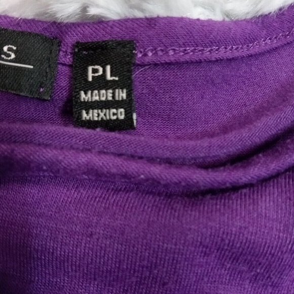 Notations Womens Shirt Blouse‎ Black Petite Large Purple Stretch Sheer Bottom - Picture 9 of 10